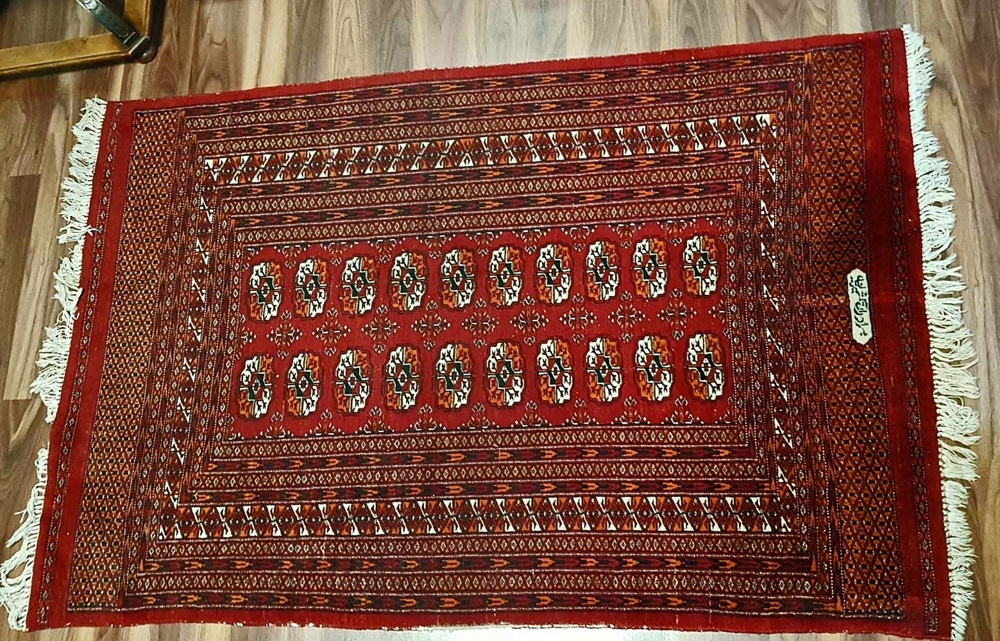 Antiker Turkmenen Stammes Teppich mit Signatur Kartusche Tekke Göl Rug