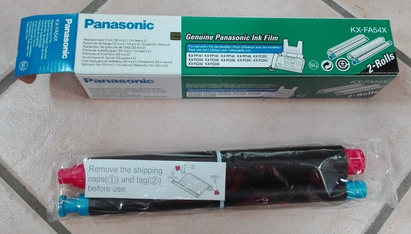 1 org.Panasonic KX-FC 235 245 G, KX-FP 141 145 G, KX-FA 54X, a. 120 Seiten 212mmx35m, mit Zahnrädern