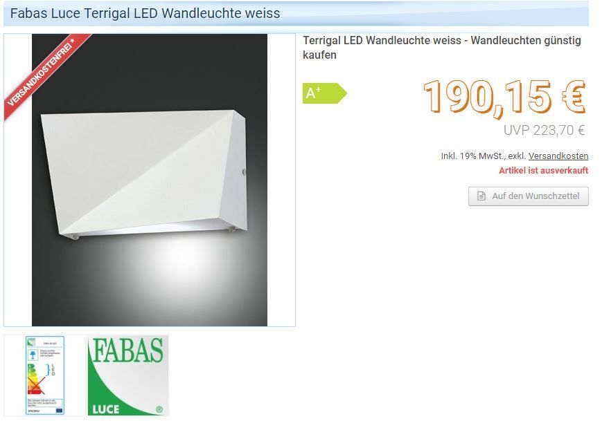 2 Wandleuchten, Fabas Luce Terrigal LED Wandleuchte 1xweiss, 1xsilber,neuwertig