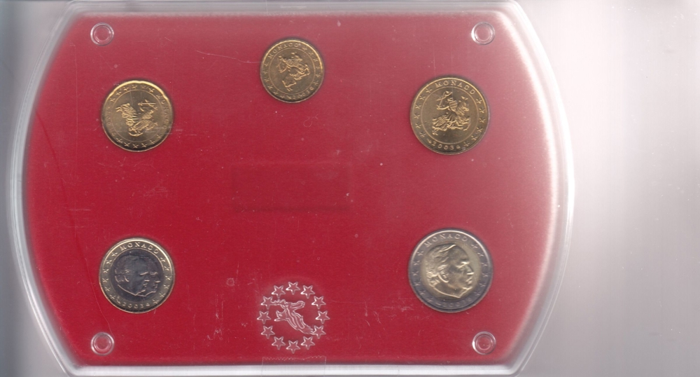 Monaco Kursmünzsatz mit 2003 BU (brilliant uncirculiert) mit 5 Münzen