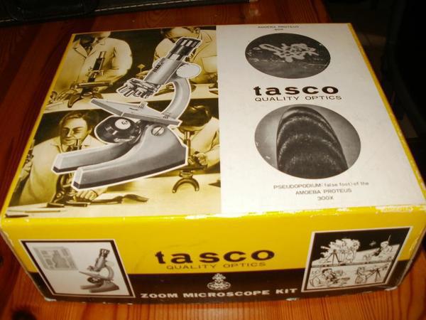 Mikroskop Tasco 900XKZ, alt - historisch aus den 60 er Jahren - mit Originalverpackung