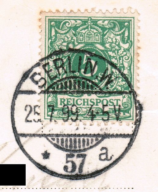 Briefmarke Deutsche Reichspost Krone Adler 5 Pfennig gestempelt auf AK