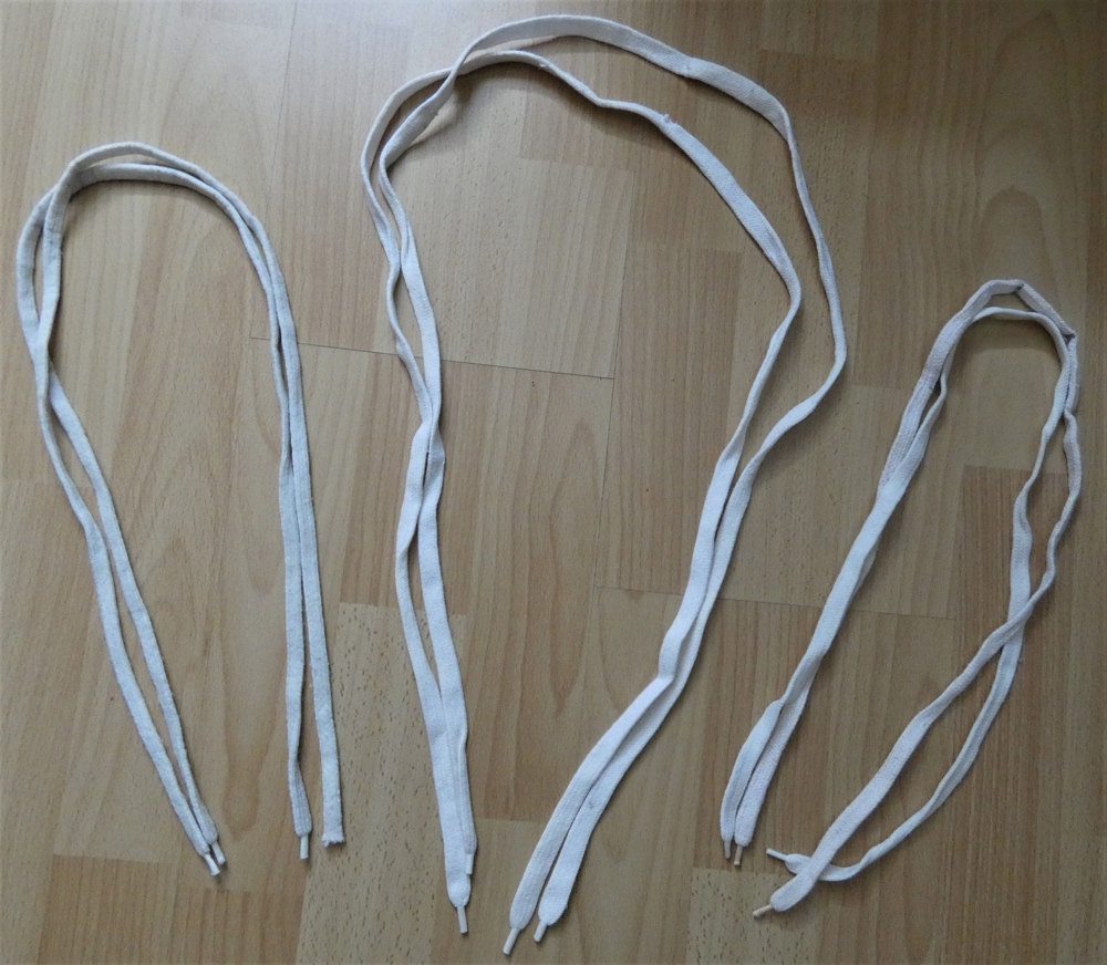 3 Paar Schnürsenkel weiß / Baumwolle/Polyester für Turnschuhe