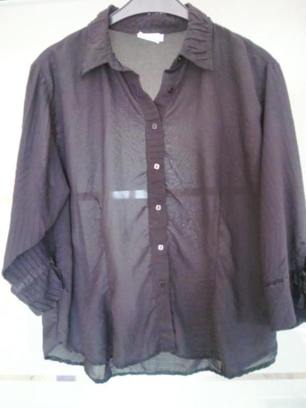 Stylische pflegeleichte Bluse schwarz in ganz besonderer Crashoptik, Gr. 46, bügelfrei, viereckige
