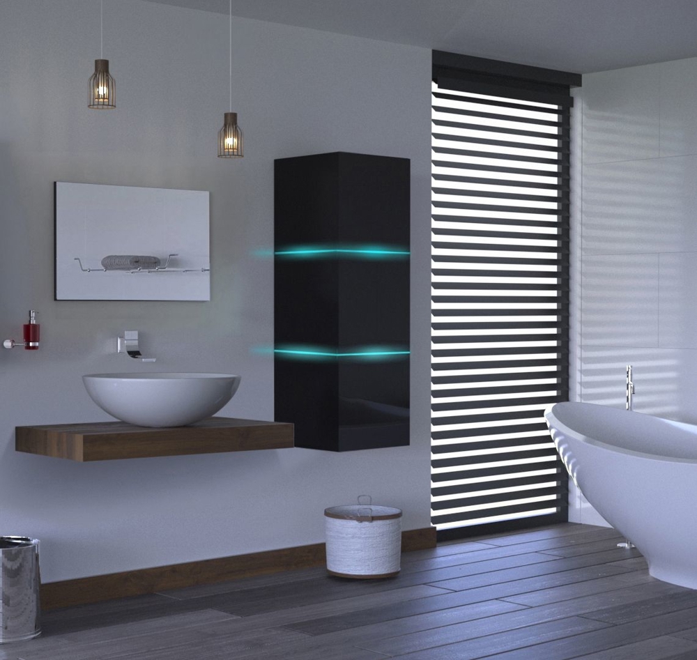 Badezimmermöbel Badmöbel Badeschrank Badezimmerschrank Alius 15 Hochglanz
