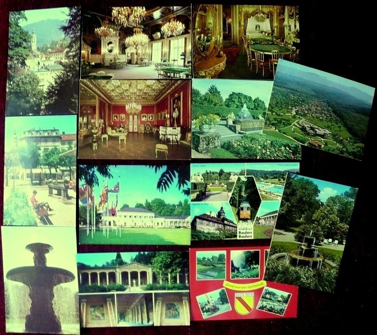 13 Ansichtskarten von Baden-Baden aus verschiedenen Zeiten