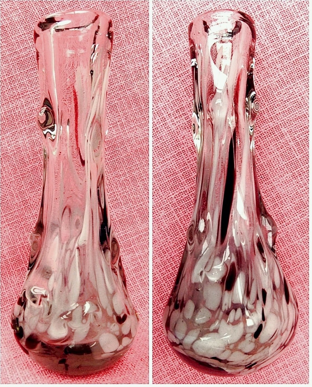 schwere dickwandige Design-Glasvase mit Tropfen an der Außenrundung - ca. 27,5 cm