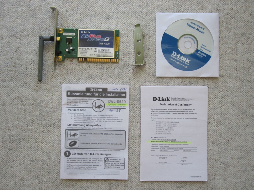 D-Link Wireless PCI Adapter (DWL-G520)