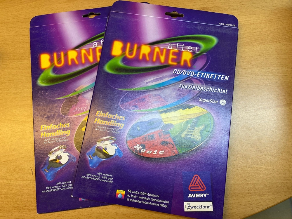 Avery Afterburner CD-Einleger, CD-Etiketten + CD