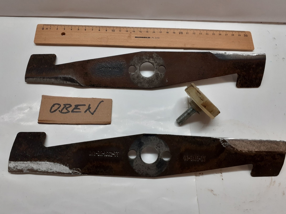 Messer für Rasenmäher, L = 32 cm, geschmiedete Top-Qualität, 2 Stück