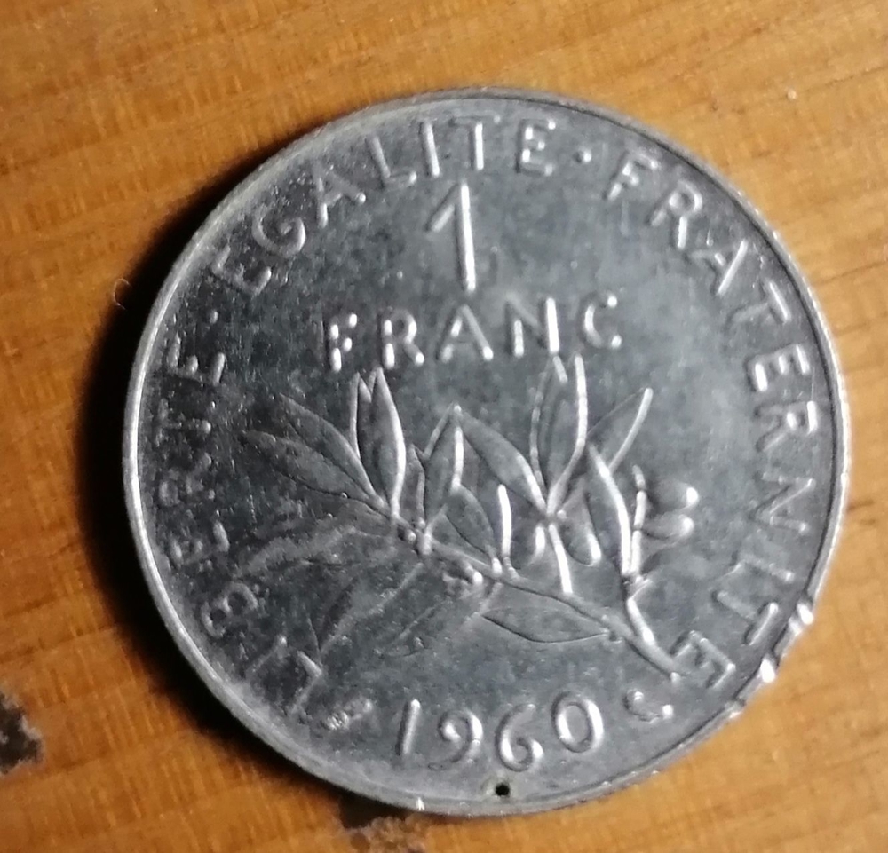 1 Franc silber von 1960 - Münze Geld Frankreich
