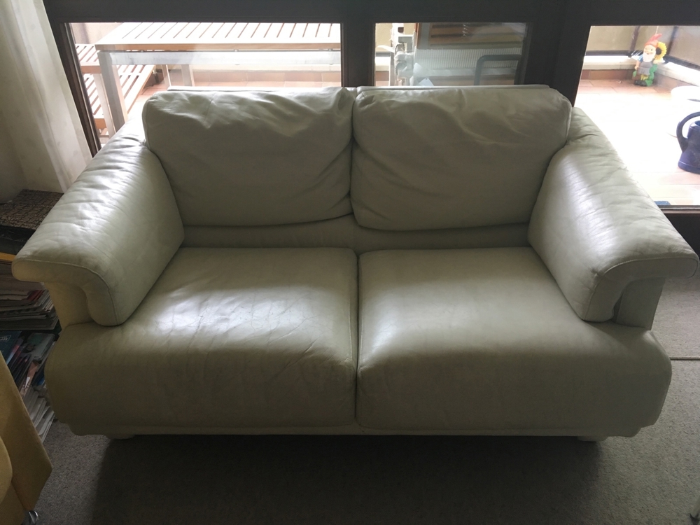 Ledercouch -Sofa weiß Topzustand