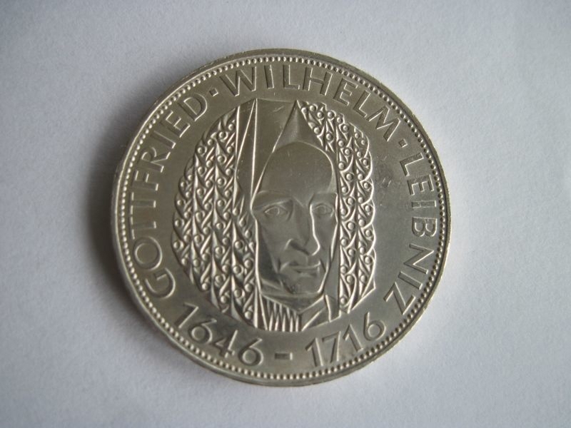 5 DM Gedenkmünze Friedrich Wilhelm Leibniz 1966 D in 625er Silber