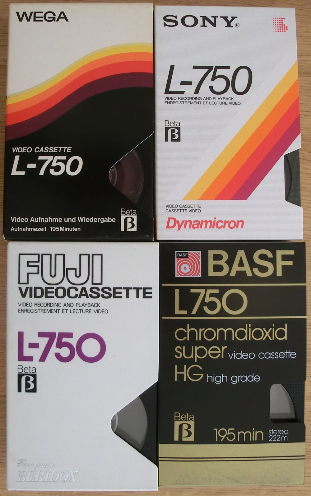 Betamax Videokassetten, Videobänder