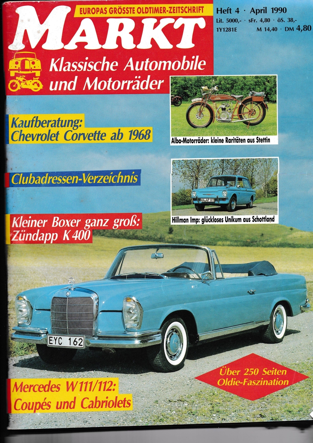 Markt Klassische Automobile und Motorräder - Heft 4 von April 1990
