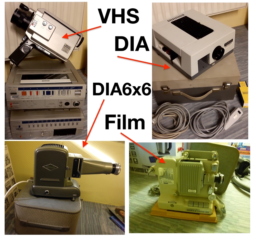 Museumsstücke Alte Projektoren Dia und Film Mobile VHS Anlage