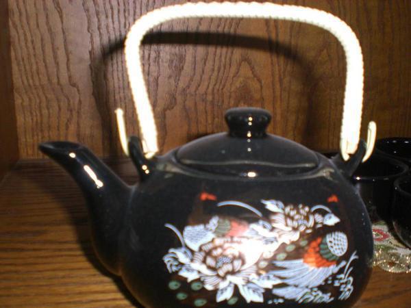 Teekanne "Asia" mit 4 Teeschälchen dazu, Farbe: schwarz