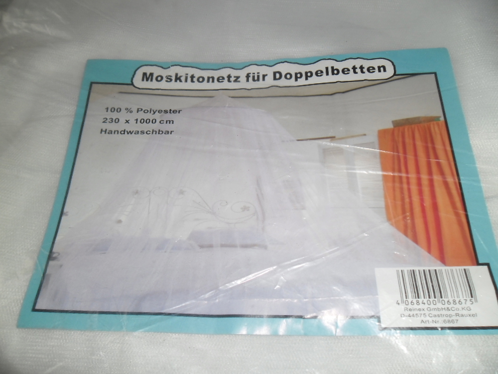 Moskitonetz für Doppelbetten Weiss 230X1000cm Neu OVP!