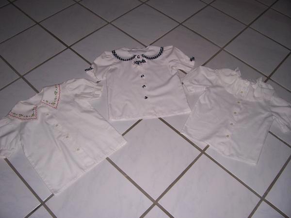 Trachten Dirndl Blusen 3 x Weiße Kinder Shirt Gr.122-128