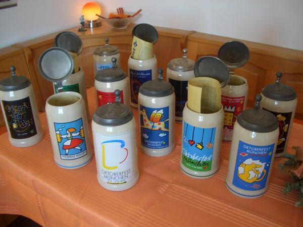 Wiesn-Maßkrüge mit Zinndeckel (1994 bis 2006) NEU Preis pro Stück