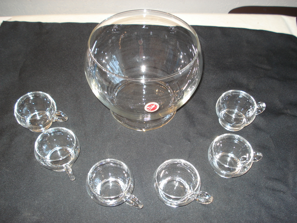 Bowle-Service Glas mit 6 Tassen