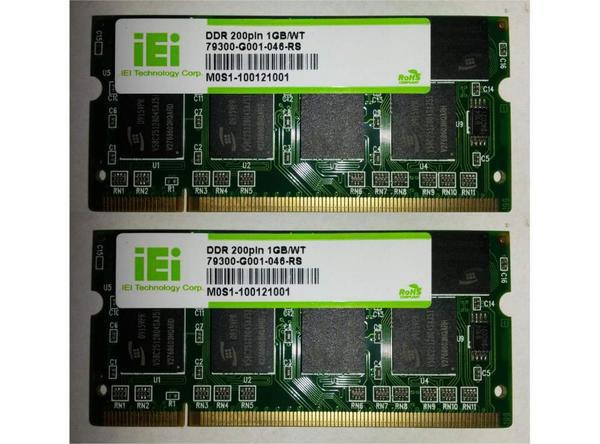 Notebookspeicher 2 GB DDR SO-DIMM CL3 PC-3200 (400 Mhz) Marke IEI (2x 1 GB)