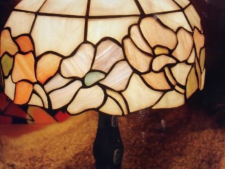 Tiffanylampe schwerer Fuß ca. 35 cm hoch