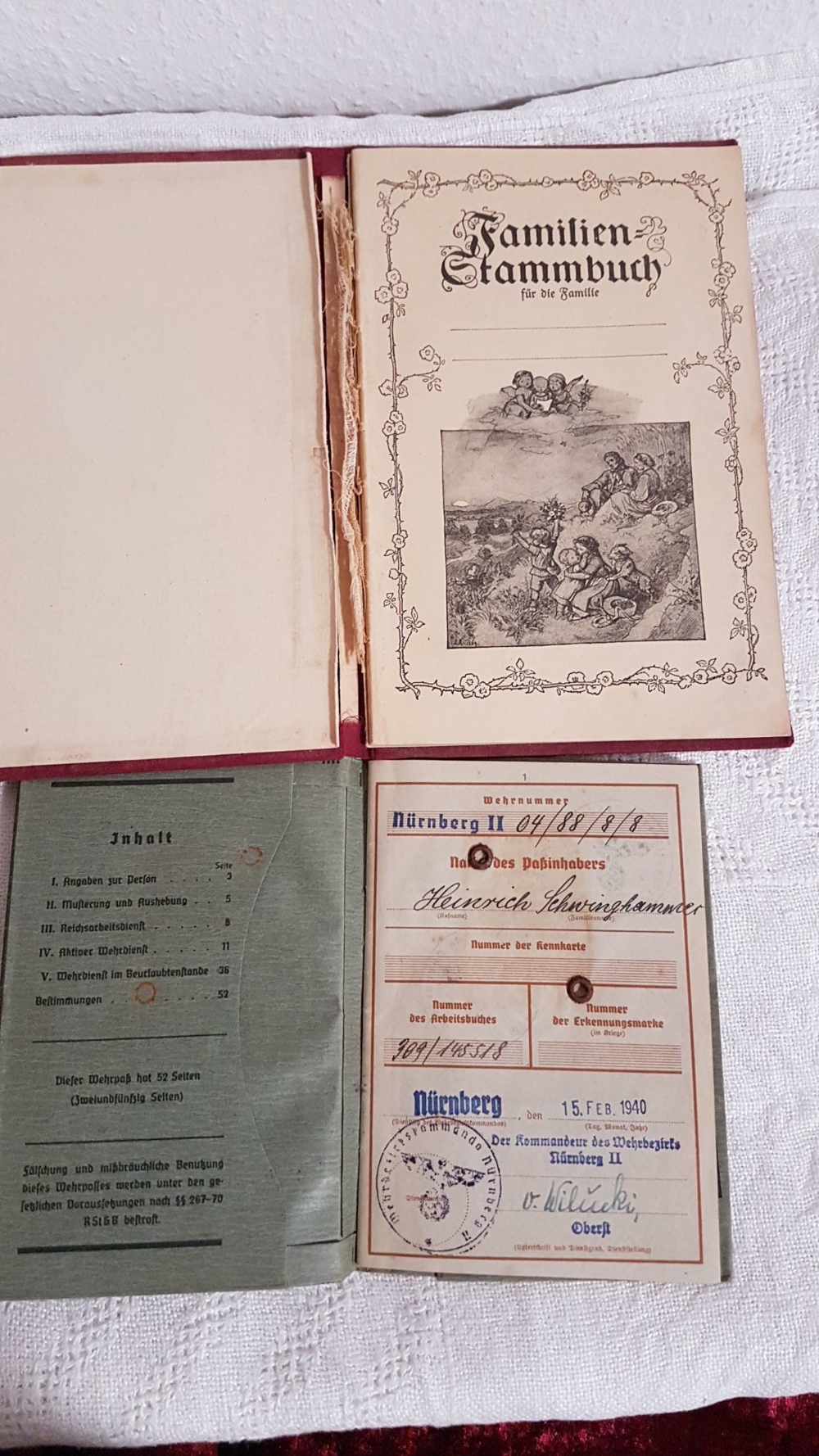 Wehrpaß 1940 Familien Stammbuch Deutschland Geburt Hochzeit Militär
