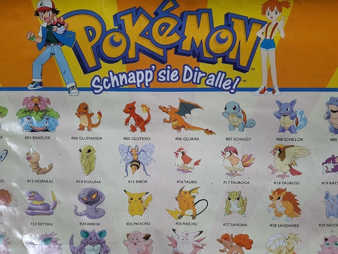 Großes, altes Pokemon- Poster für Sammler - selten Schnapp sie dir alle