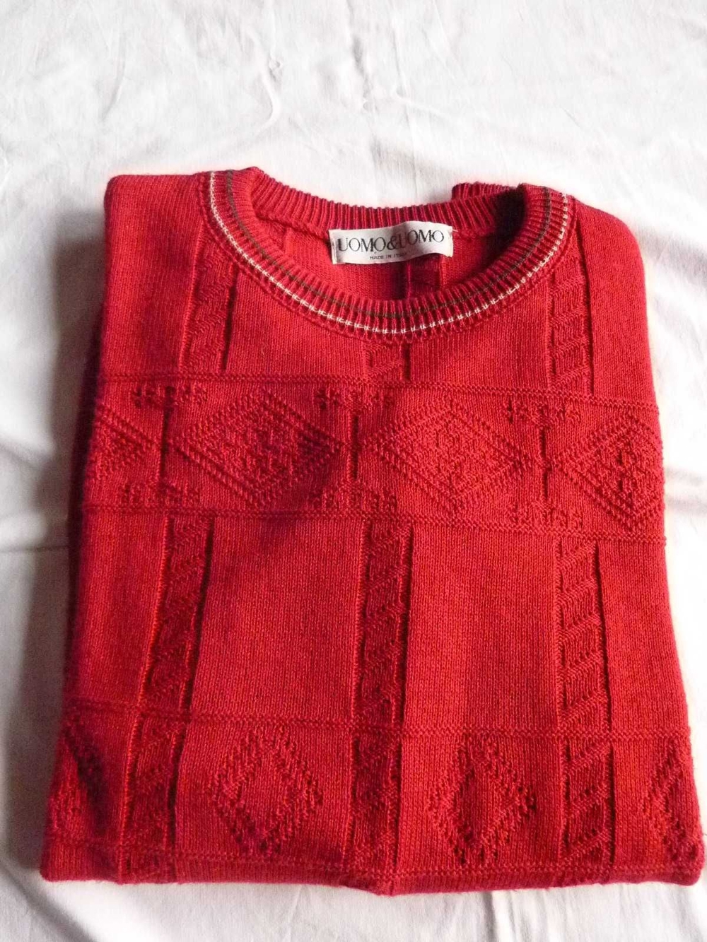 Leichter Herren-Strick-Pullover, rot, wie neu, Gr. 54   XL
