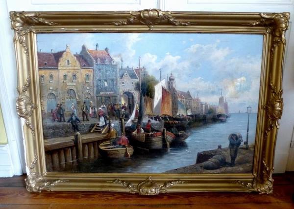 Harderwijk Gelderland Niederlande H.Petersen 1850 - 1906 Düsseldorf Gemälde Kacheln