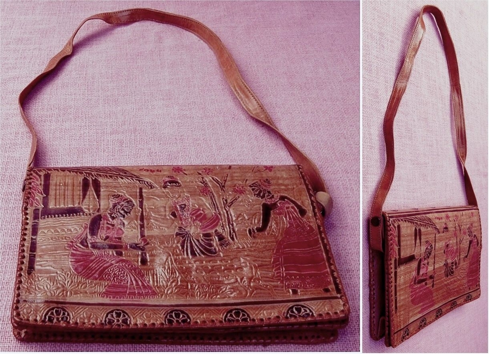 Handtasche für Damen - Komplett-Leder - Aus Afrika - Mit Afrika-Motiv