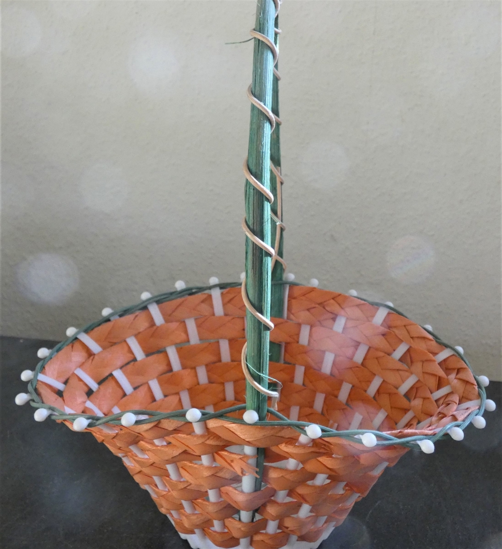 Geschenkkörbchen mit Bügel geflochten orange/grün