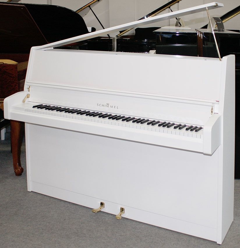 Klavier Schimmel 113 weiß satiniert, Nr. 260085, Renner-Mechanik, 5 Jahre Garantie