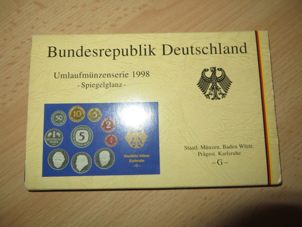 Bundesrepublik Deutschland Kursmünzensatz, Umlaufmünzenserie 1998, OVP