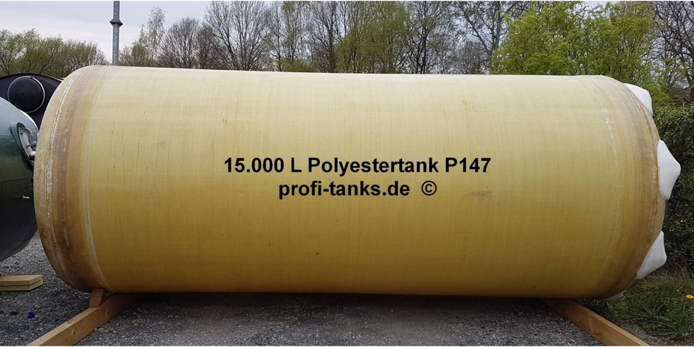 P147 gebrauchter 15.000 L Polyestertank GFK-Tank Wassertank Molketank Flüssigfutter Regenauffangtank