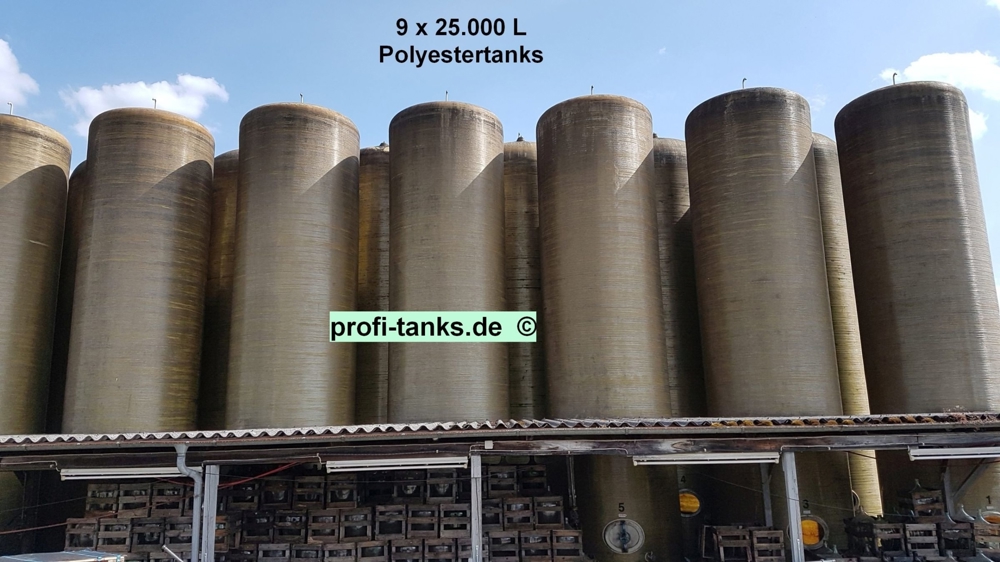 P177 gebrauchter 25.000 L Polyestertank GFK-Behälter rund Gülletank Wassertank Lebensmitteltank