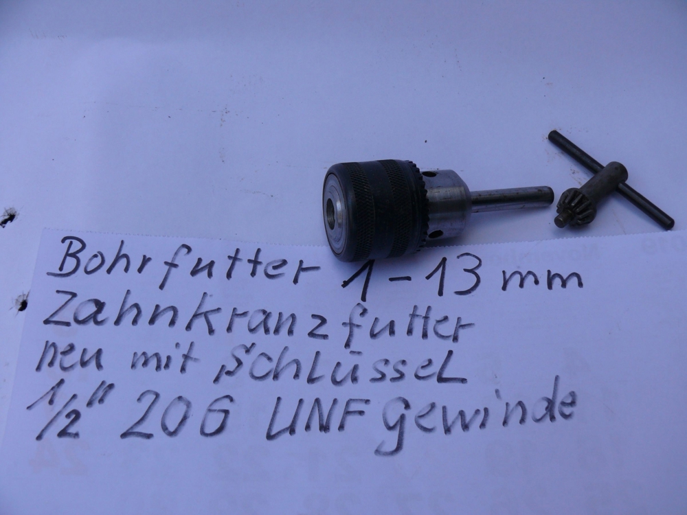 Bohrfutter,Zahnkranzbohrfutter,1-13mm,mit Schlüssel, 1/2 Zoll 20 Gang UNF.