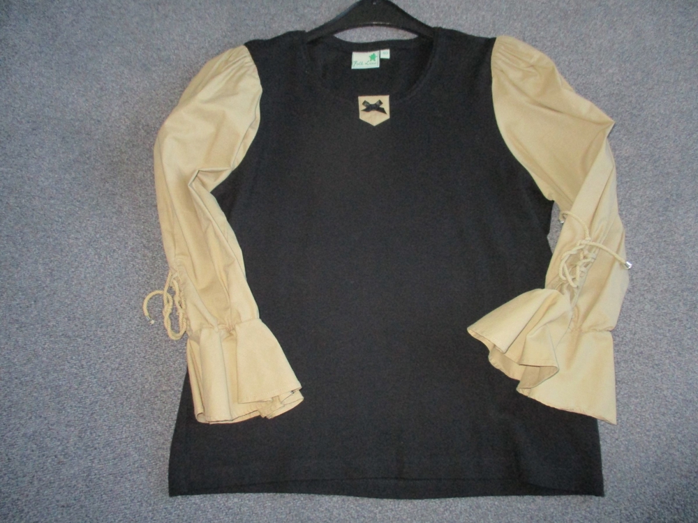 Shirt - Folk Line - Trachtenlook - M - schwarz/beige