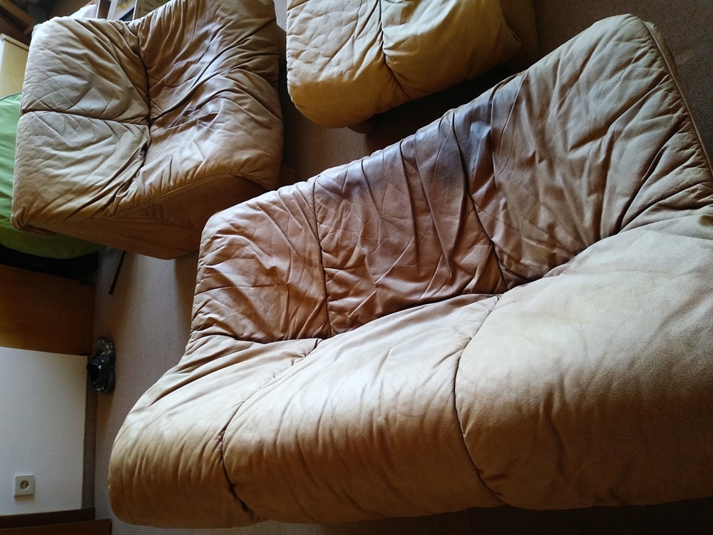 Braunes Leder Sofa   Couch - Garnitur Polstermöbel Sessel
