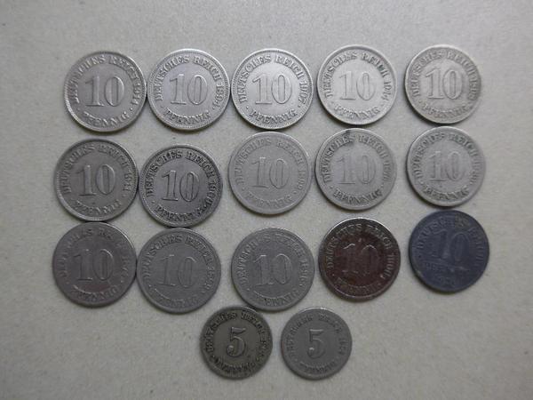 Kaiserreich mit seltener 10 Pfennig 1894 E