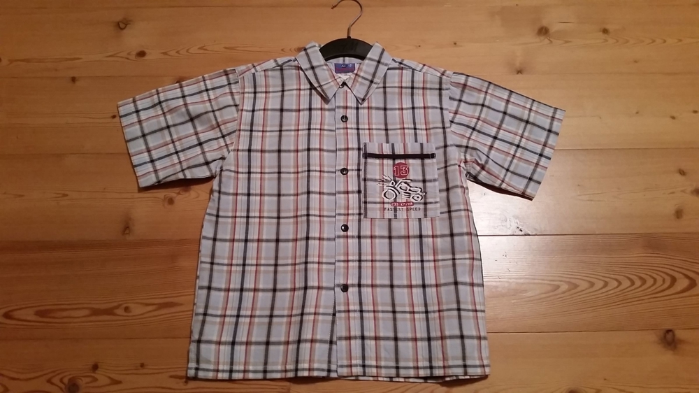 NEU: Jugenhemd, Hemd mit coolem Motorrad-Aufdruck in Brusttasche und auf dem Rücken, Größe 116