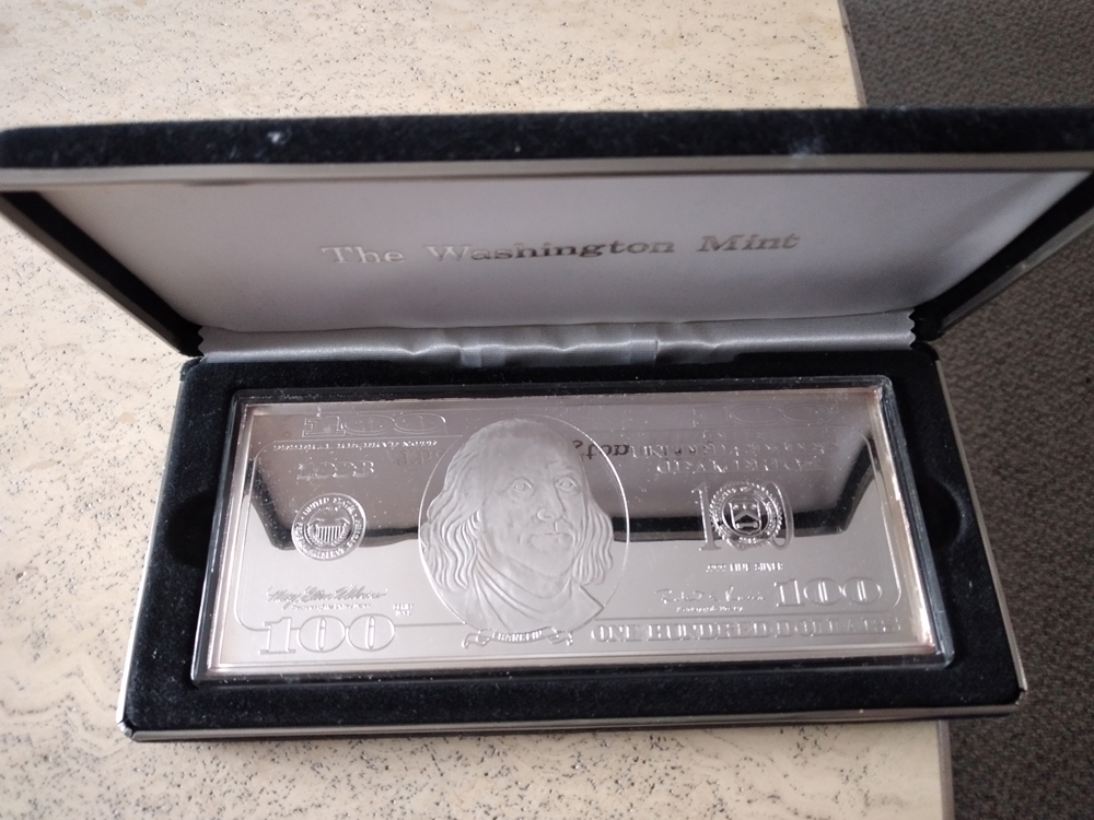 US $ 100 Franklin Quarter--Pound, Silverproof von 1998 mit Zertifikat