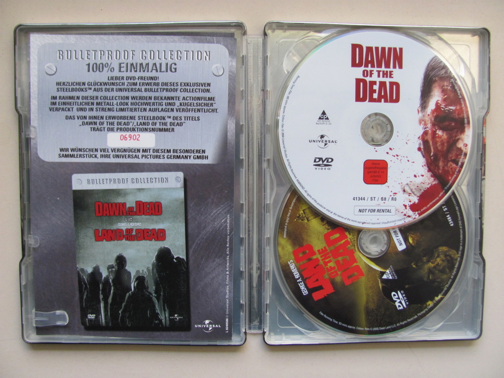 2 DVD`s in einer STEELBOX: DAWN OF THE DEAD + LAND OF THE DEAD von HORROR-LEGENDE GEORGE A. ROMEROS