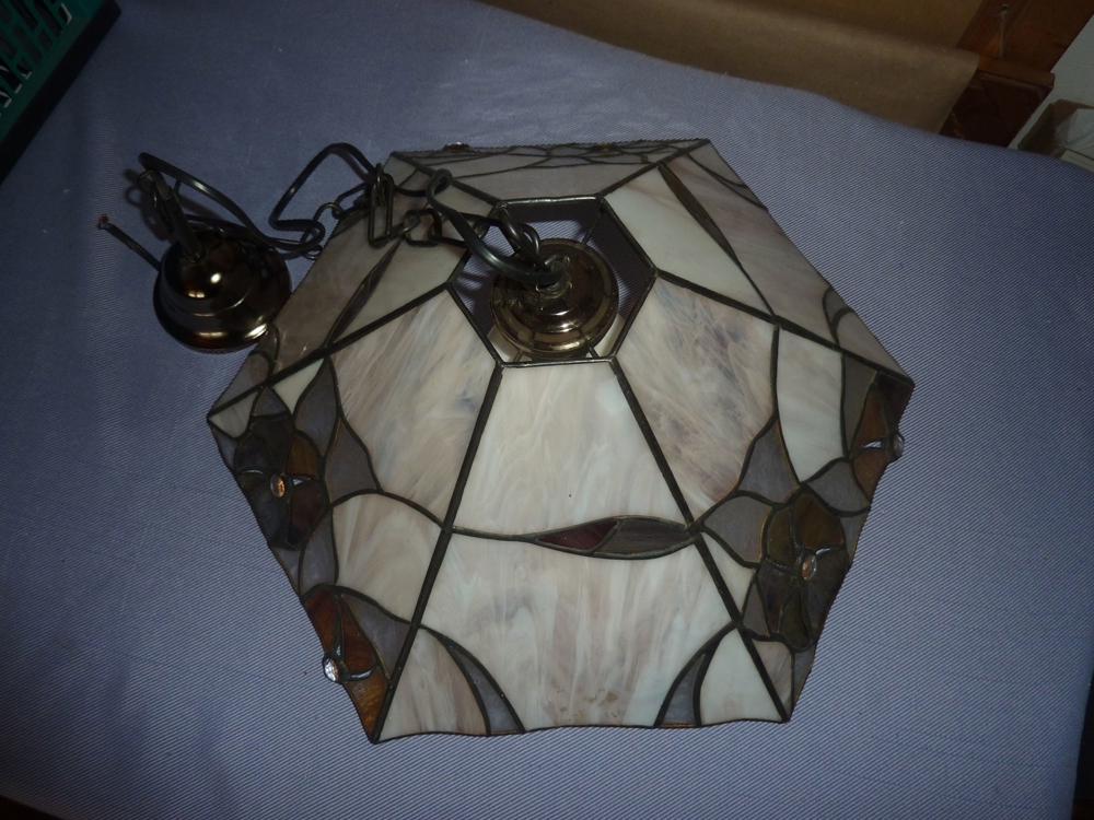  Lampe Bleiverglasung -Tiffany für Eßplatz-6 eckig Top Zustand Edles Stück