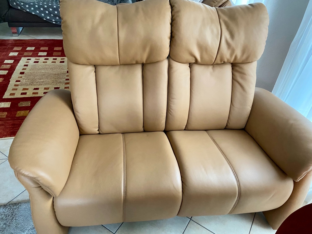 2-Sitzer Couch Echtleder, Farbe Cognac