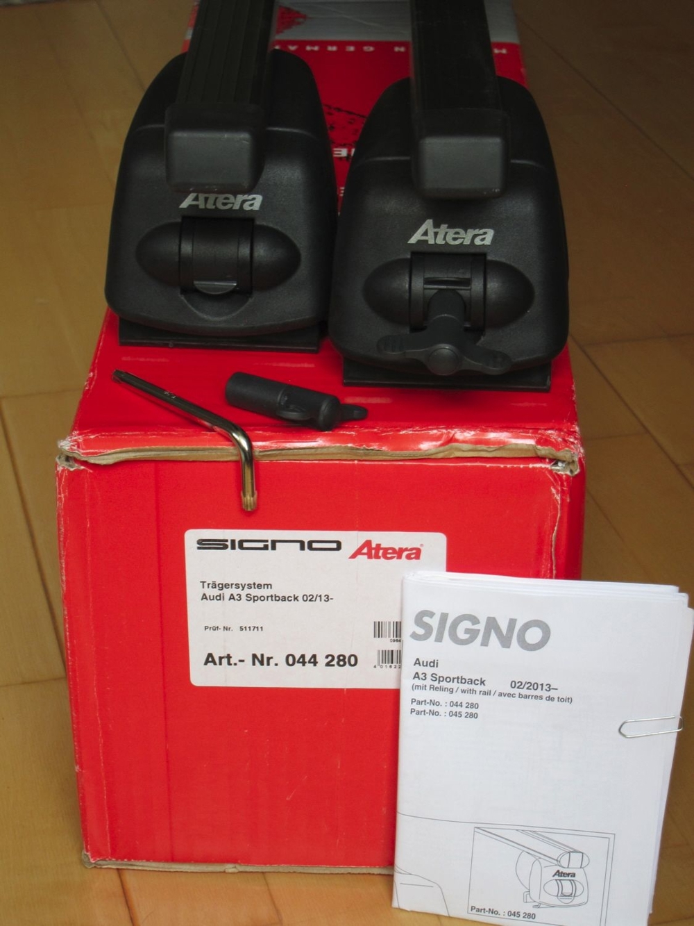 Dachgrundträger Atera für Audi A3 Sportback m. Reling (Bj. 02-13 bis 06-20, Modell 8VA)