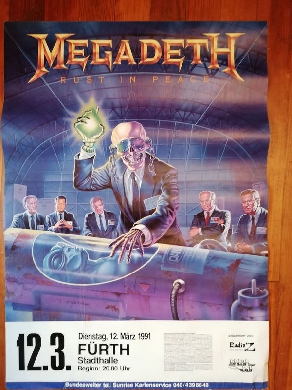 Konzert Poster Plakat Megadeth, Tour "Rust in Peace" 1991
