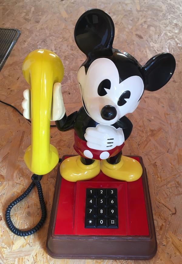 Original Micky Maus Tasten-Telefon, Retro 80er, Deutsche Post, mit langem TAE-Stecker