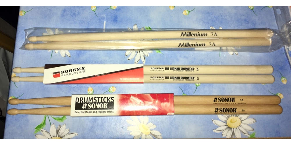 Drumsticks, verschiedene Marken: ROHEMA 5A, Millenium 7A, absolut neu und unbenutzt